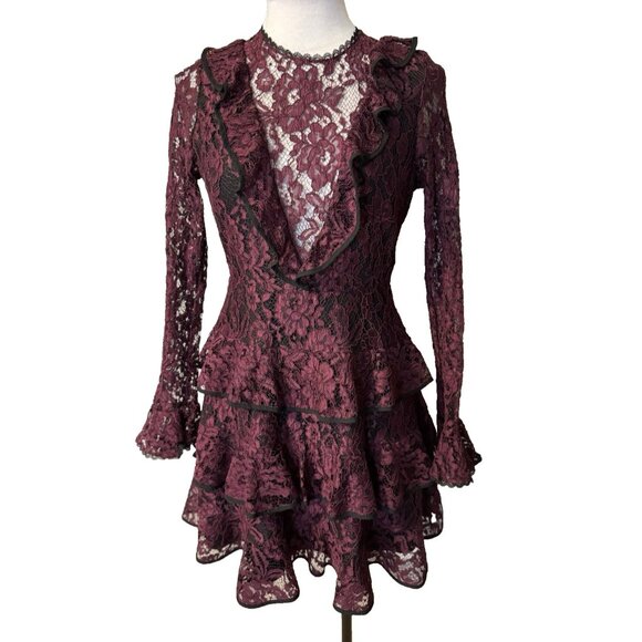 ALEXIS Tracie Dress M Medium Lace Long Sleeve Tiered Ruffle Whimsigoth $525 - Picture 5 of 16